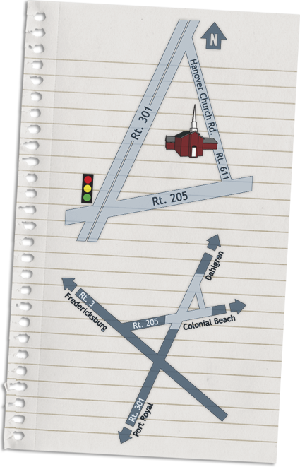 Map to Hanover Church